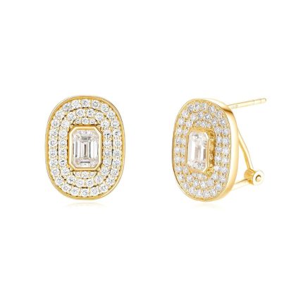 TJE044 EMERALD, ROUND FASHION HUGGIES COCKTAIL EARRINGS