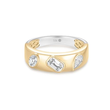 TJR129 PEAR, EMERALD, OVAL TWO TONE FASHION RING