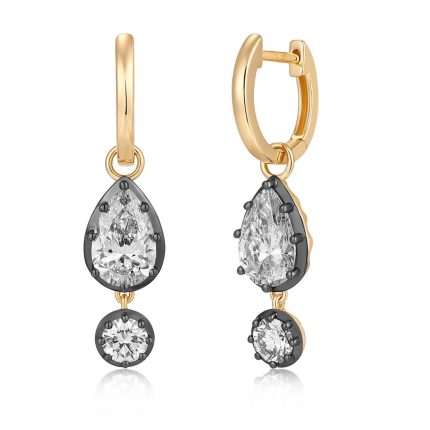 TJE787 PEAR, ROUND FASHION DROP GEORGIAN EARRINGS