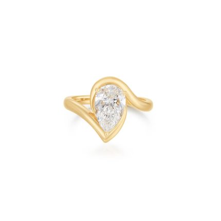 TJR081 PEAR SOLITAIRE FASHION BEZEL RING