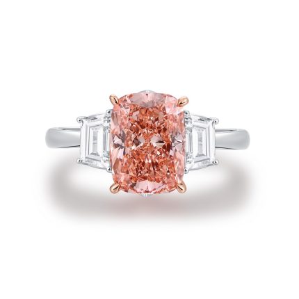 TJR901CUPW CUSHION PINK 3STONE BRIDAL RING