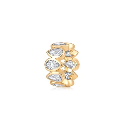 TJP00227PRY PEAR BEZEL RING-CHARM