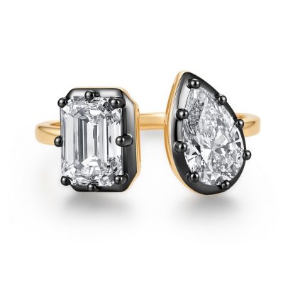 TJR01097MSY EMERALD, PEAR TOI-MOI GEORGIAN RING