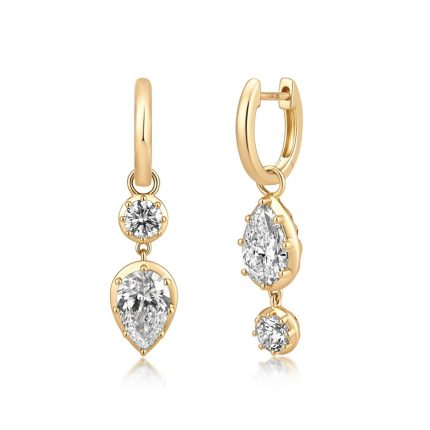 TJE787 PEAR, ROUND FASHION DROP GEORGIAN EARRINGS