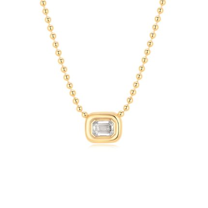 TJN015 EMERALD FASHION DOUBLE BEZEL NECKLACE | 1 CT