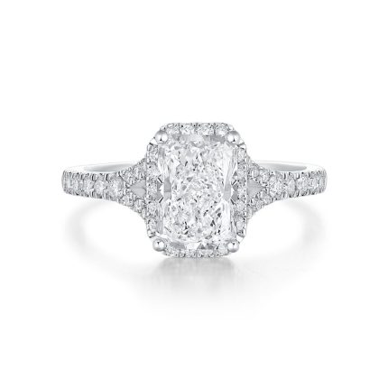 TJR112 RADIANT HALO PAVE BRIDAL RING