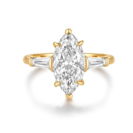 TJR053 PEAR 3STONE BRIDAL RING