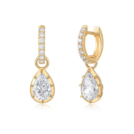 TJE793 PEAR FASHION DROP GEORGIAN EARRINGS WITH DIAMOND HOOPS
