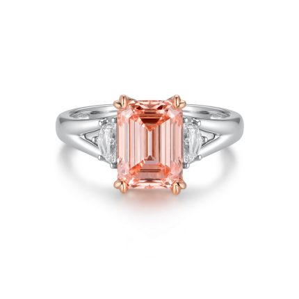 TJR01102EMPRW EMERALD PINK 3-STONE BRIDAL-COLOR RING