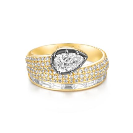 TJR095 PEAR, TAP BAGUETTES FASHION GEORGIAN RING