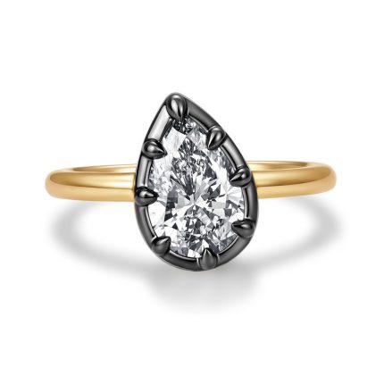 TJR070 PEAR GEORGIAN PINKY RING