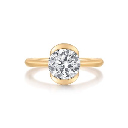 TJR085 ROUND SOLITAIRE HALF MOON RING